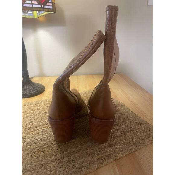 Joie Womens Ryann Caramel Leather Mid-Calf Pull On Cowboy, Western Boots Shoes - Picture 7 of 11